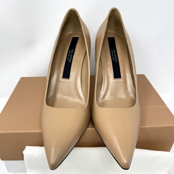 Via Spiga Nude Pointed Toe Stiletto Pumps Size 10M New With Box MSRP $295 - Picture 7 of 8